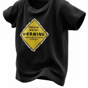 Black T-shirt With Yellow White & Black Print