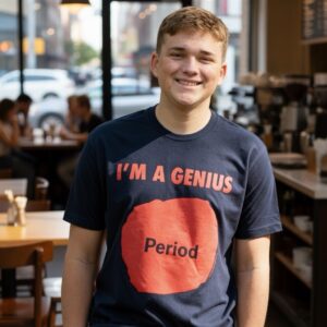 Navy With Red Ink Genius T-Shirt