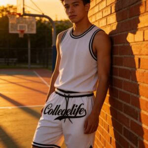 Mesh Basketball Shorts White