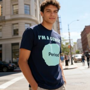 Navy With Lime Green Ink GENIUS T-SHIRT