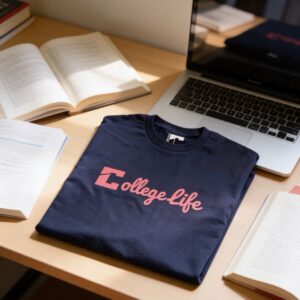 Navy Cursive (Unisex)  Hot Pink Print Logo T-Shirt