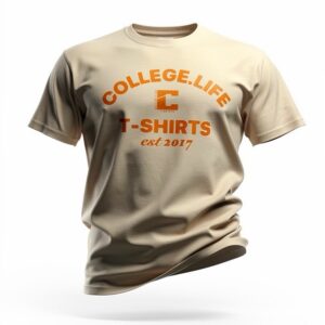 Official Varsity Print Style T-Shirt. Light Coffee/White Print (Unisex)
