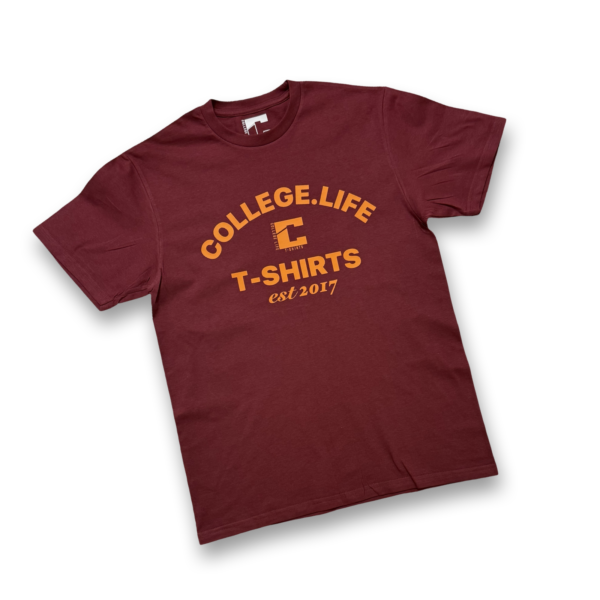 Official Varsity Print Style T-Shirt
(Cranberry / pumpkin Print) - Image 2