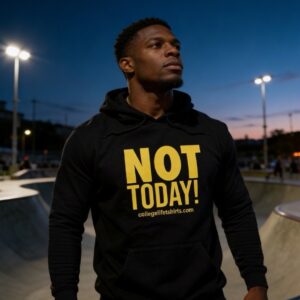 NOT TODAY! Hoodie Black/Mustard Print