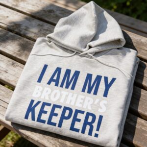 I AM MY BROTHERS KEEPER! Hoodie Wolf Gray/Blue & White Print