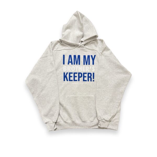I AM MY BROTHERS KEEPER! Hoodie Wolf Gray/Blue & White Print