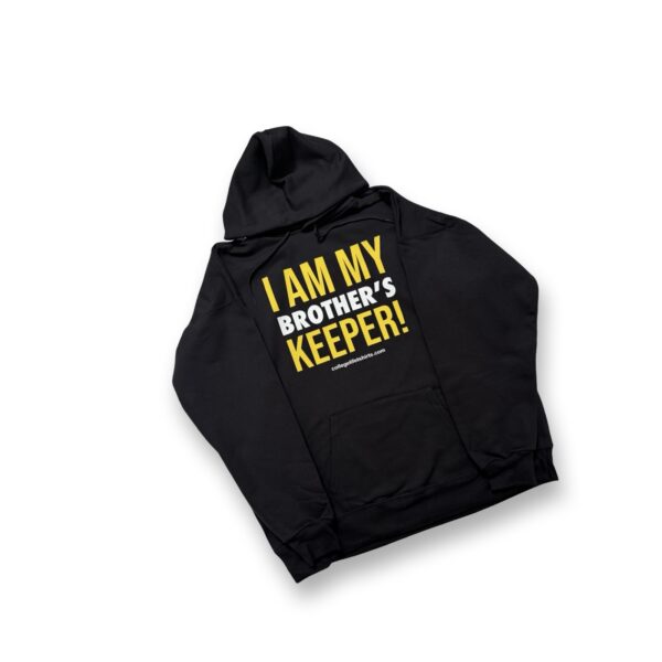 I AM MY BROTHER’S KEEPER! Hoodie Black Mustard/White Print - Image 2