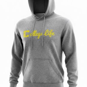 CURSIVE LOGO HOODIE WOLF GRAY/MUSTARD PRINT