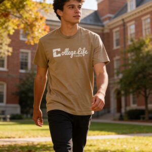 Jersey Sand Cursive Logo Tee